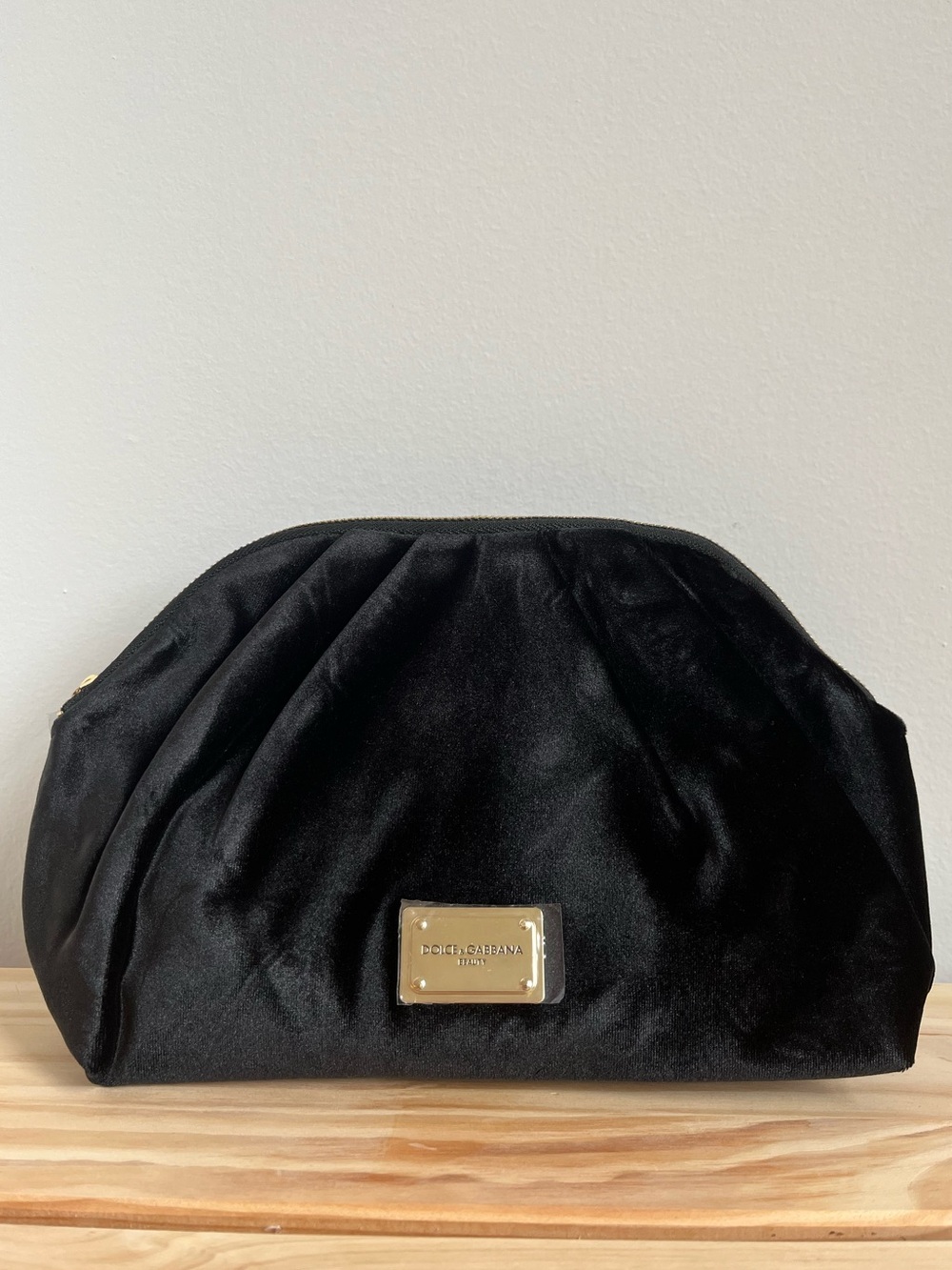 Dolce & Gabbana Beauty Black Velvet Cosmetic Case with Gold Plaque